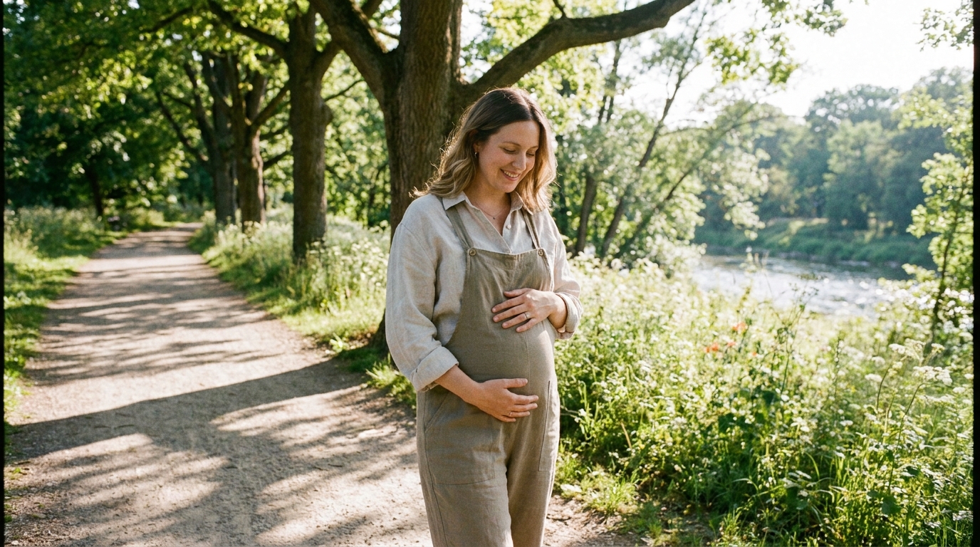 Femme enceinte au premier trimestre pratiquant une activité douce